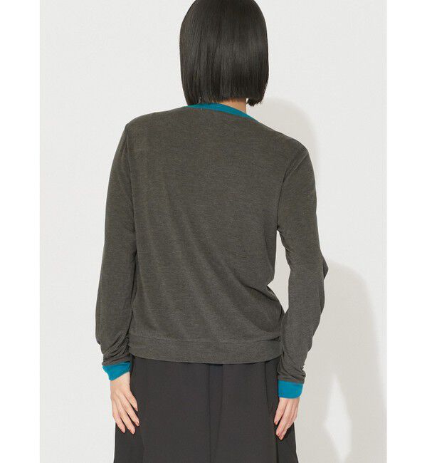 MIDIUMISOLID「MIDIUMISOLID for Ladies バイカラークルーネックカーディガン」|カーディガン|