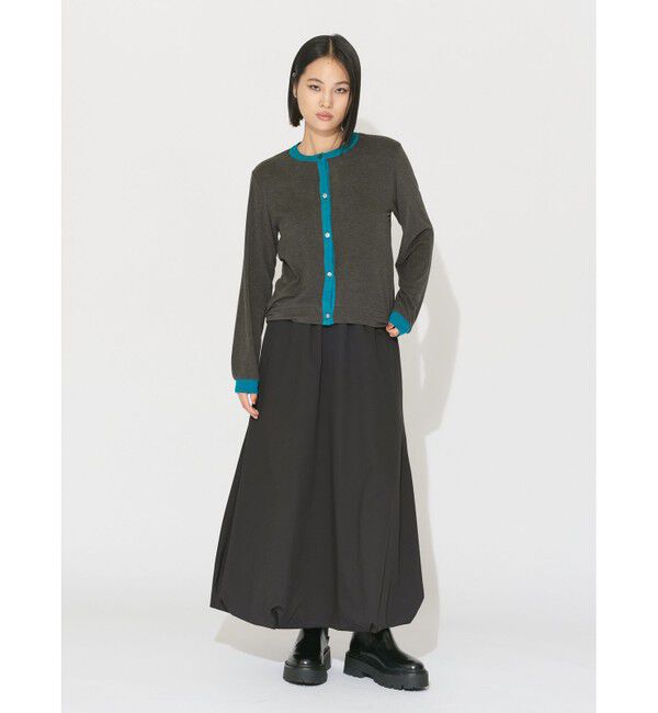 MIDIUMISOLID「MIDIUMISOLID for Ladies バイカラークルーネックカーディガン」|カーディガン|