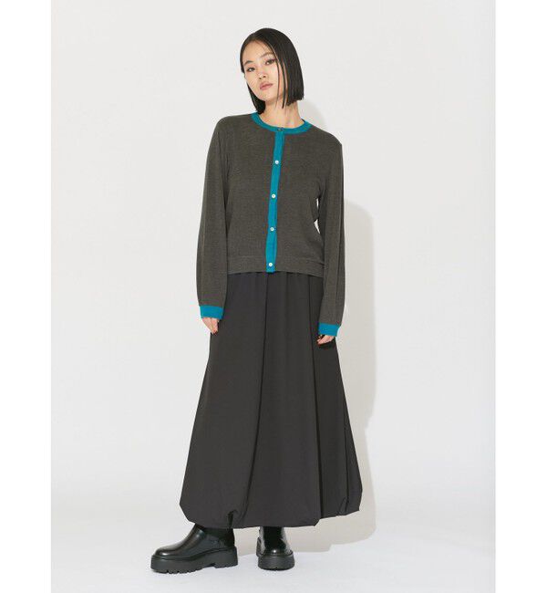 MIDIUMISOLID「MIDIUMISOLID for Ladies バイカラークルーネックカーディガン」|カーディガン|