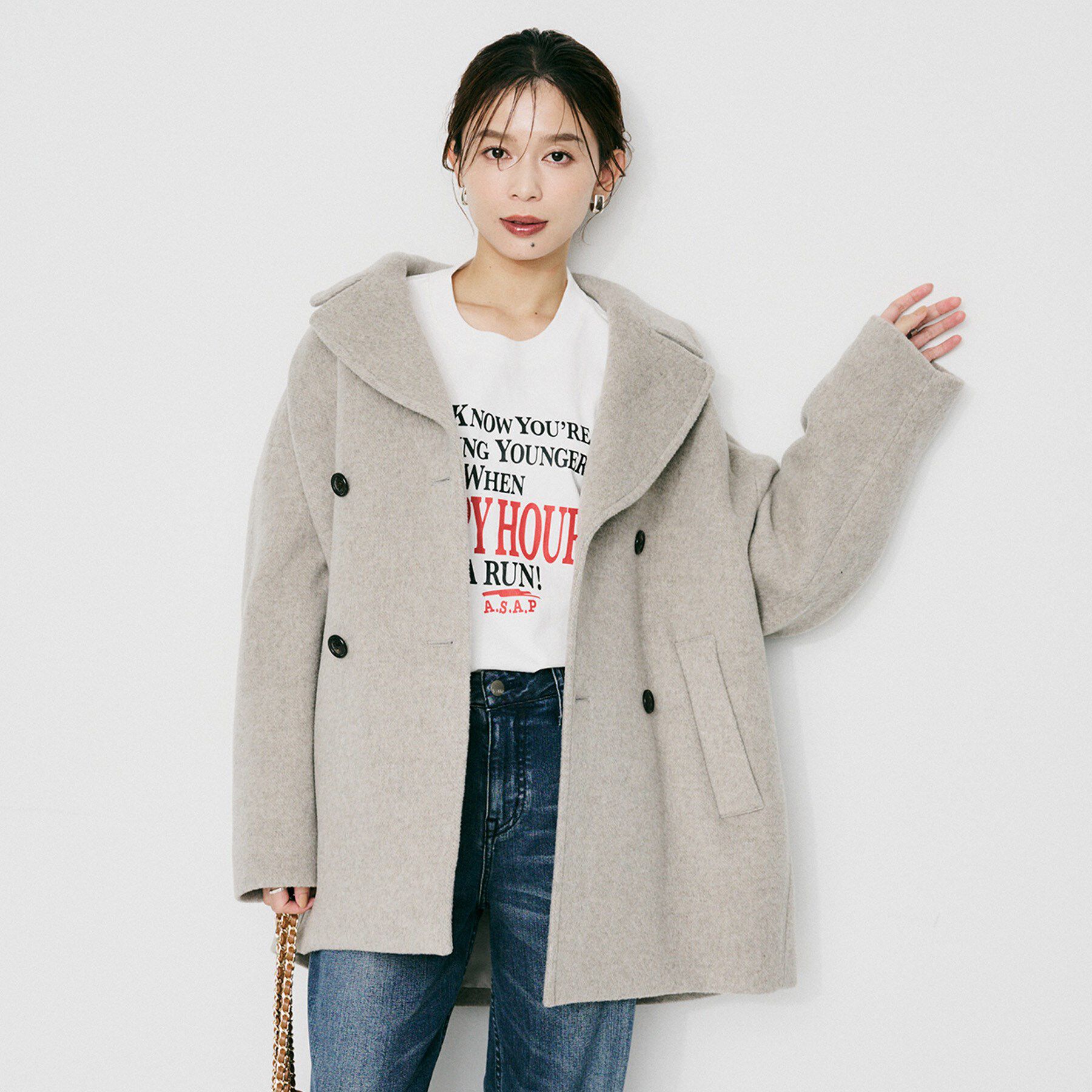 UNTITLED「【TICCA】ピーコート」|ピーコート|ベージュ(052)