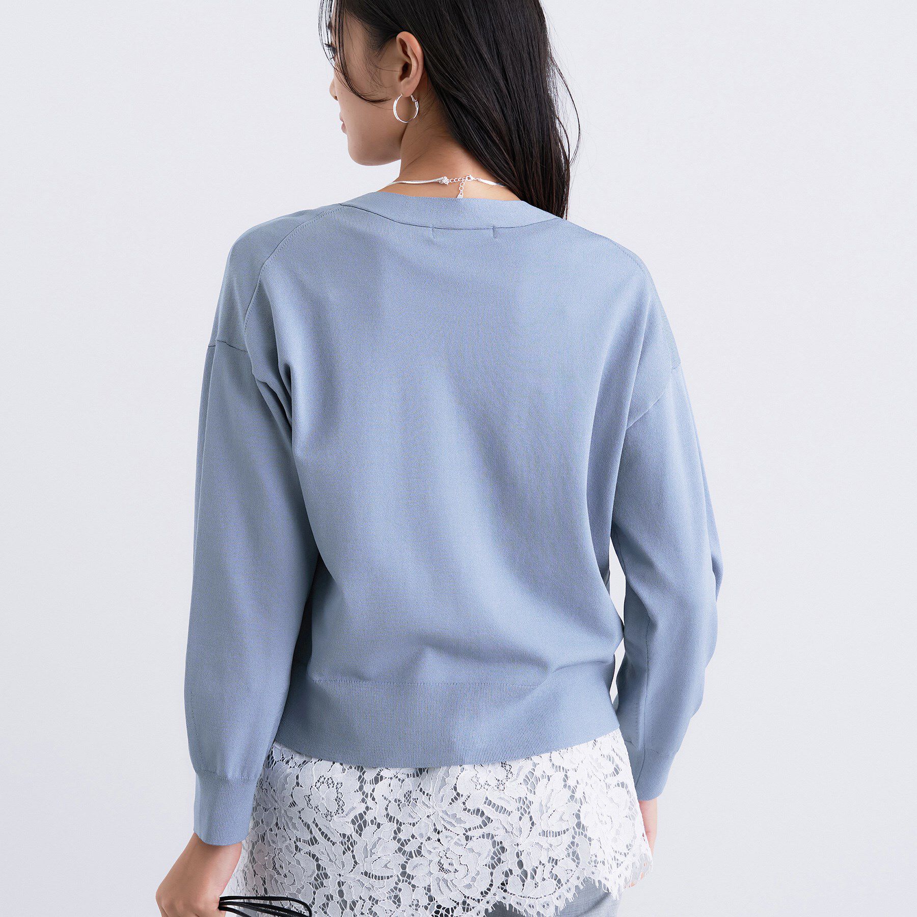 INDIVI「Vネック ストレッチカーディガン」|カーディガン|