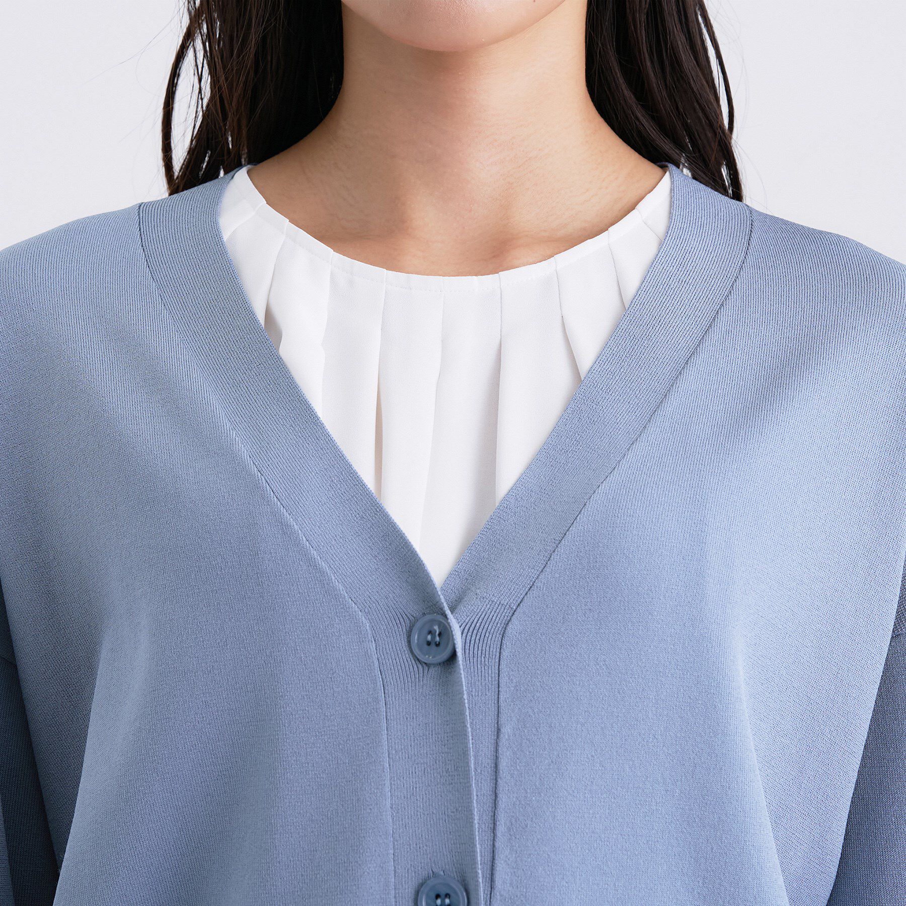 INDIVI「Vネック ストレッチカーディガン」|カーディガン|