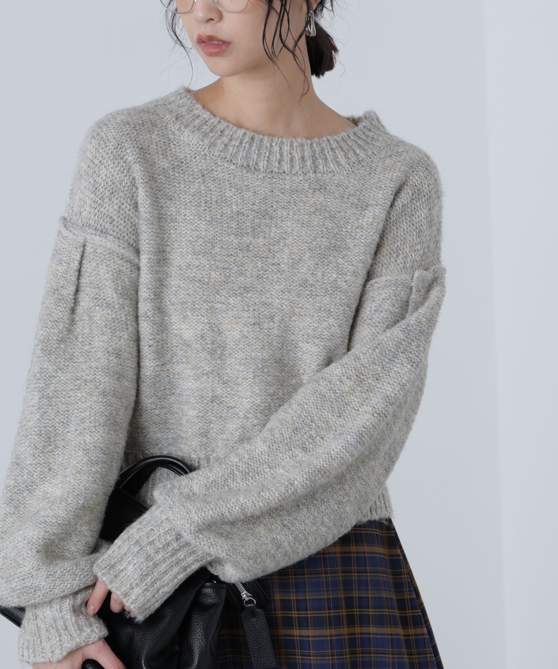  「バックリボンショート丈ニット」|ニット・セーター|