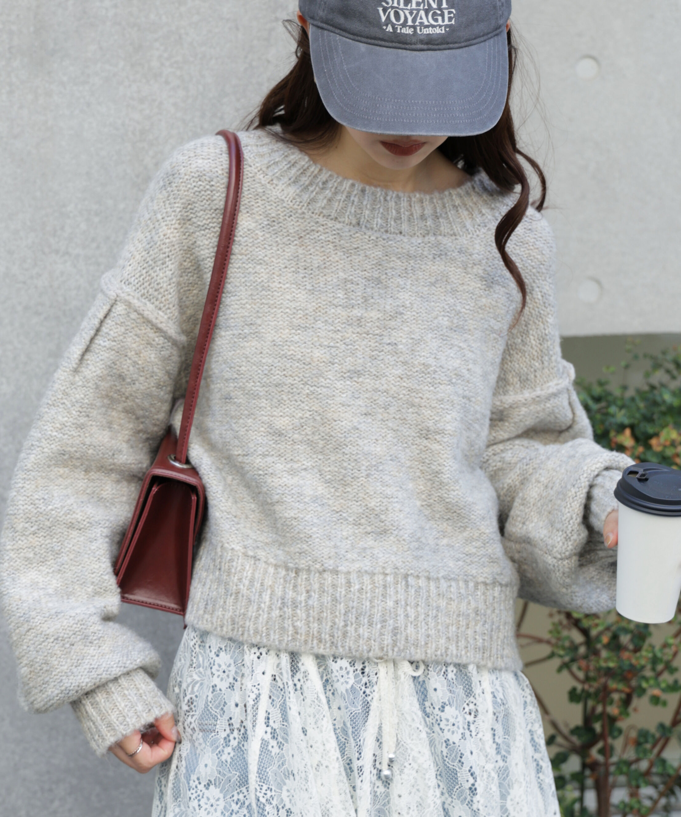  「バックリボンショート丈ニット」|ニット・セーター|