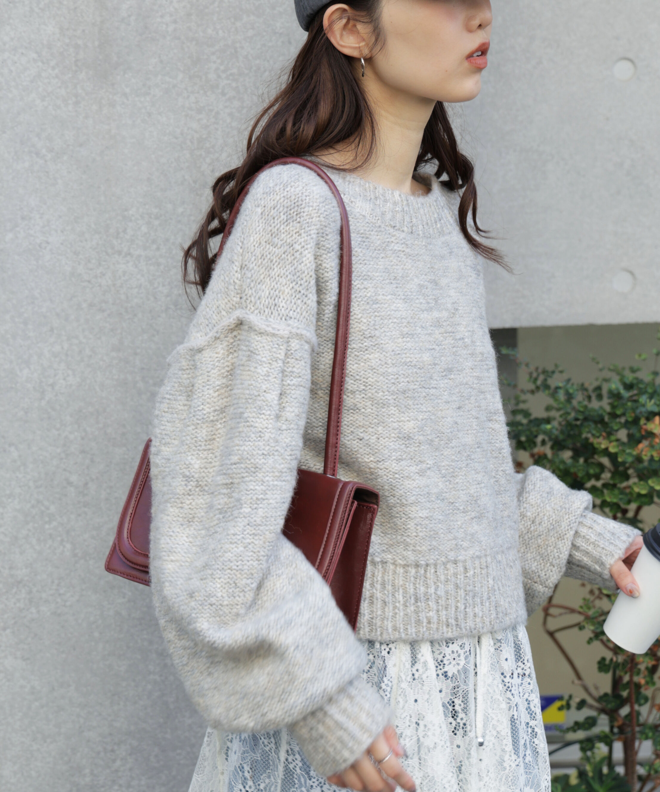  「バックリボンショート丈ニット」|ニット・セーター|