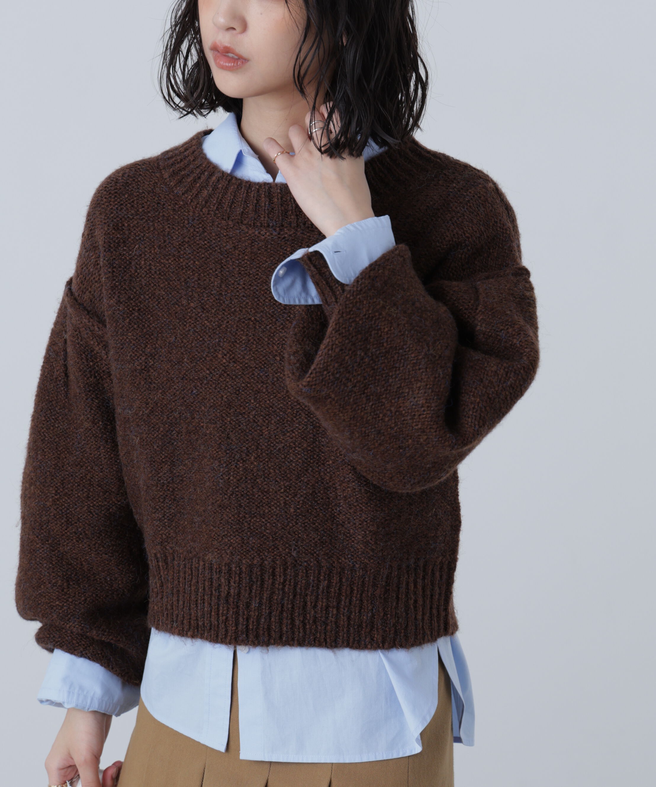  「バックリボンショート丈ニット」|ニット・セーター|