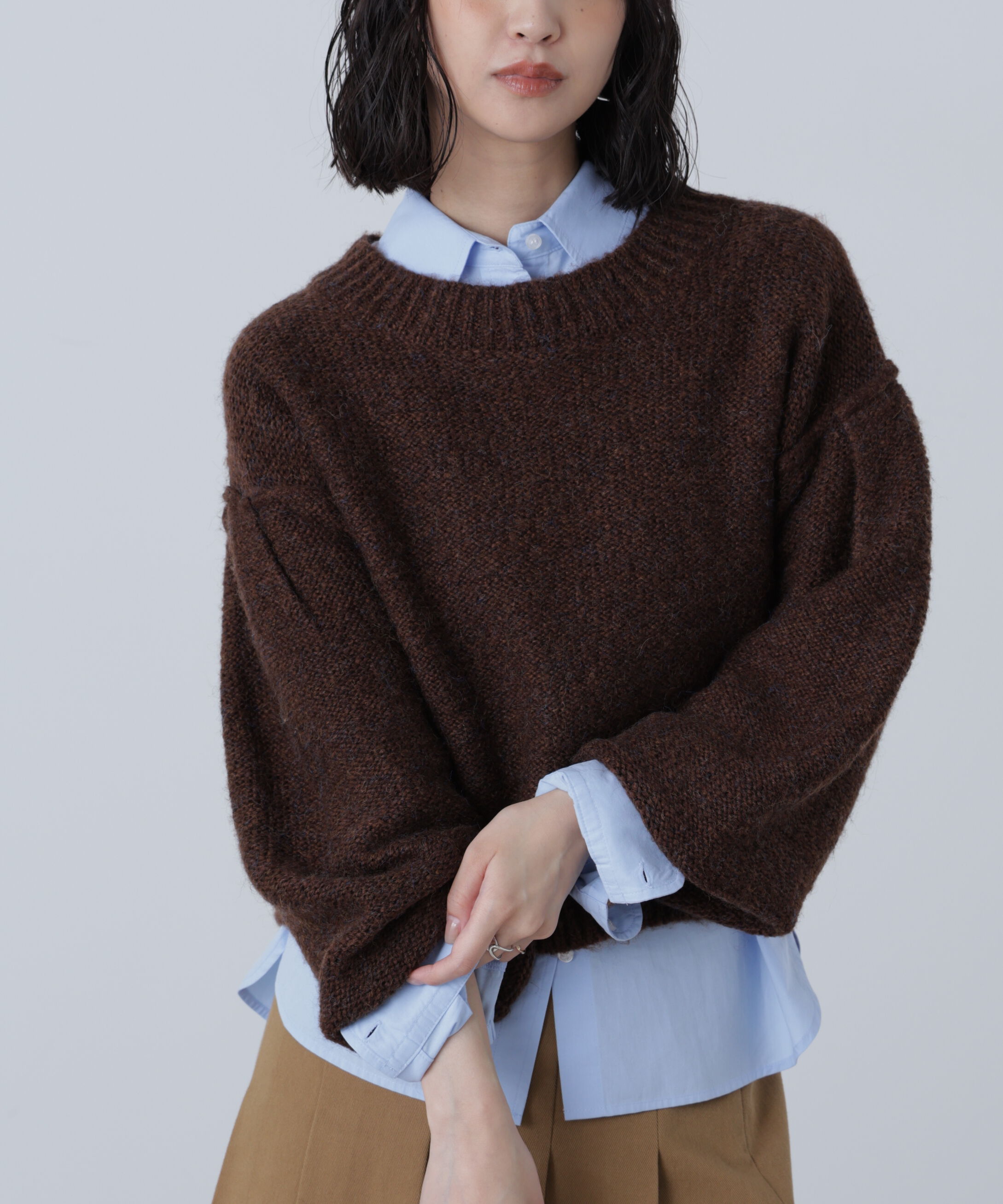  「バックリボンショート丈ニット」|ニット・セーター|