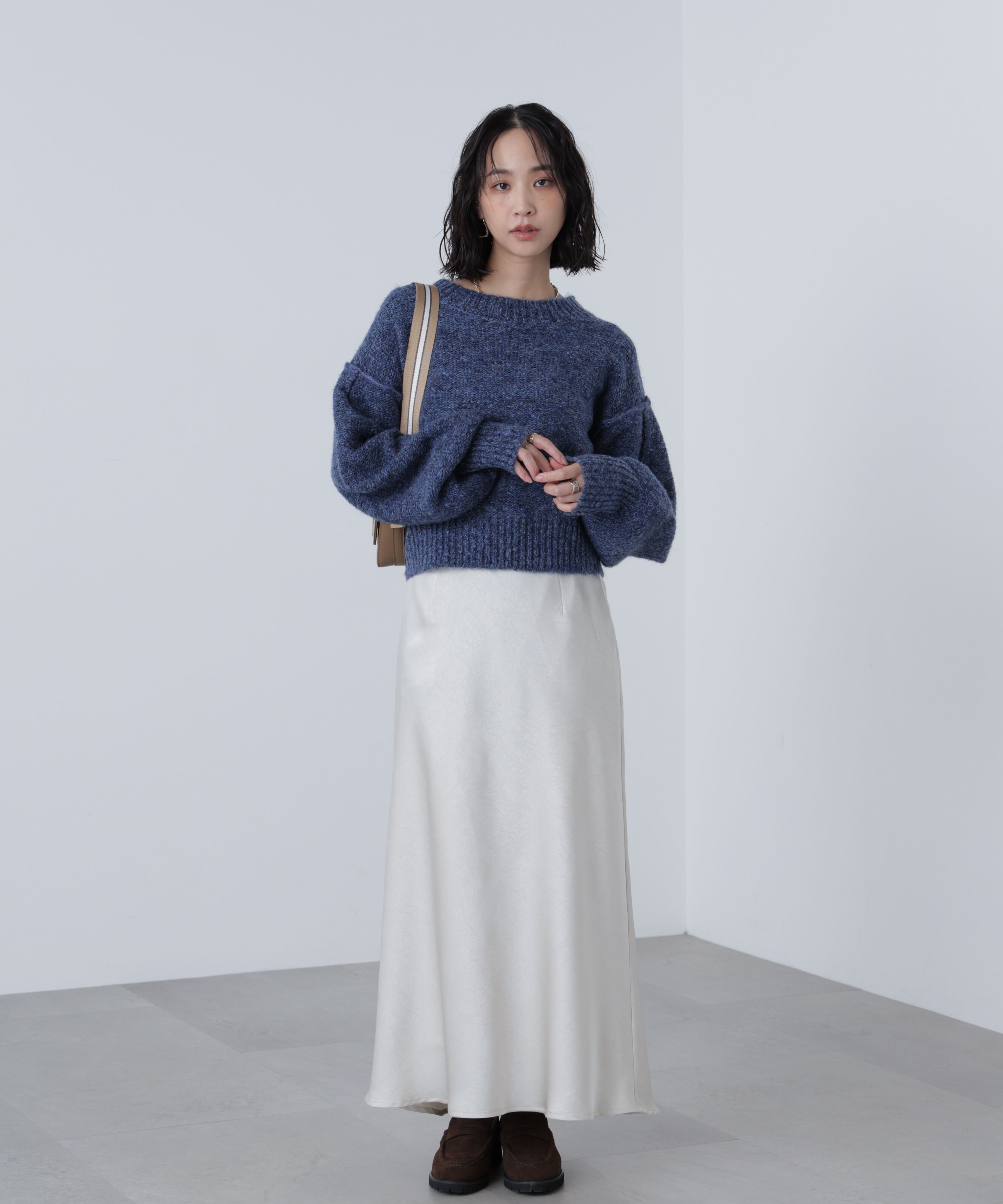  「バックリボンショート丈ニット」|ニット・セーター|