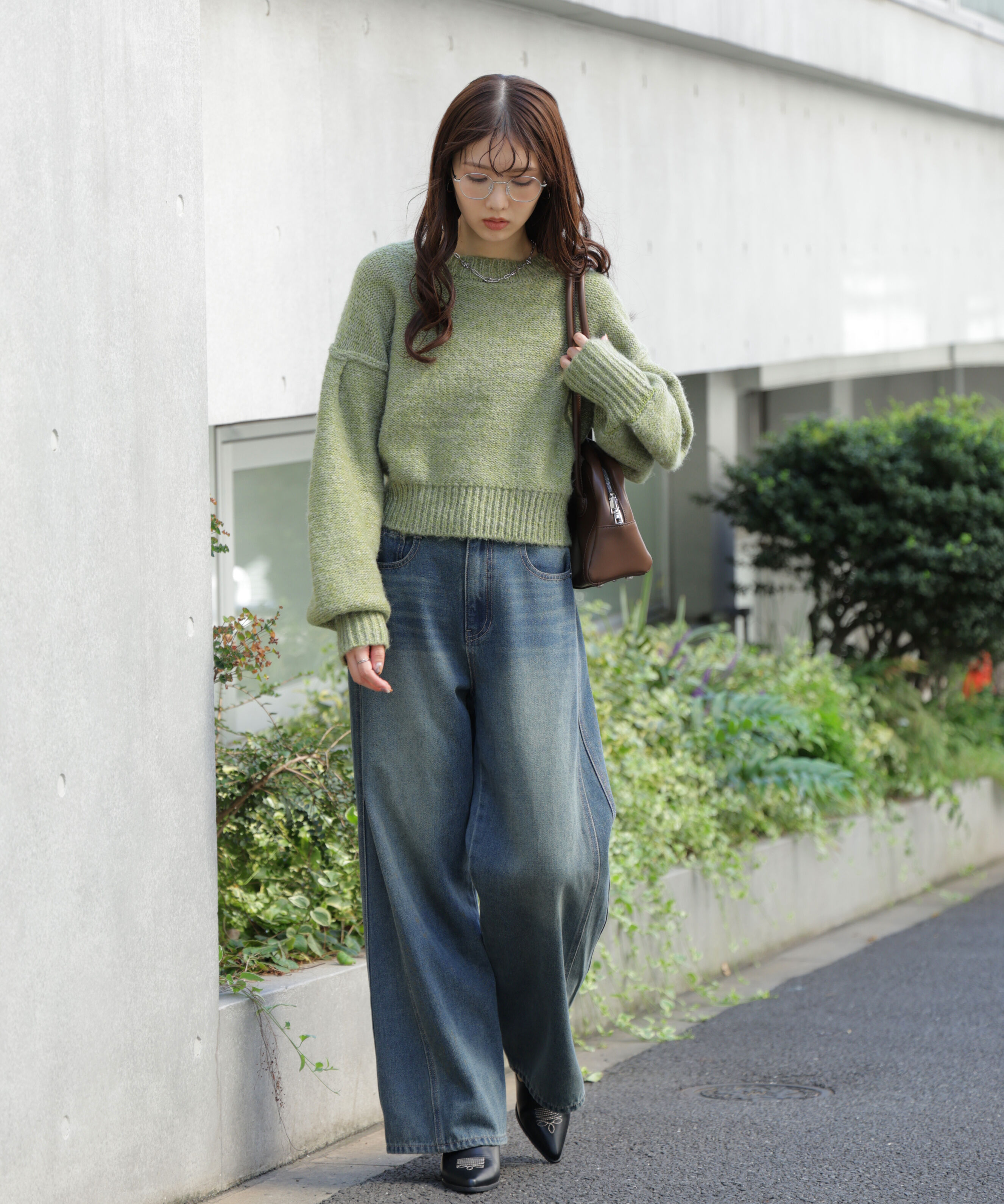  「バックリボンショート丈ニット」|ニット・セーター|