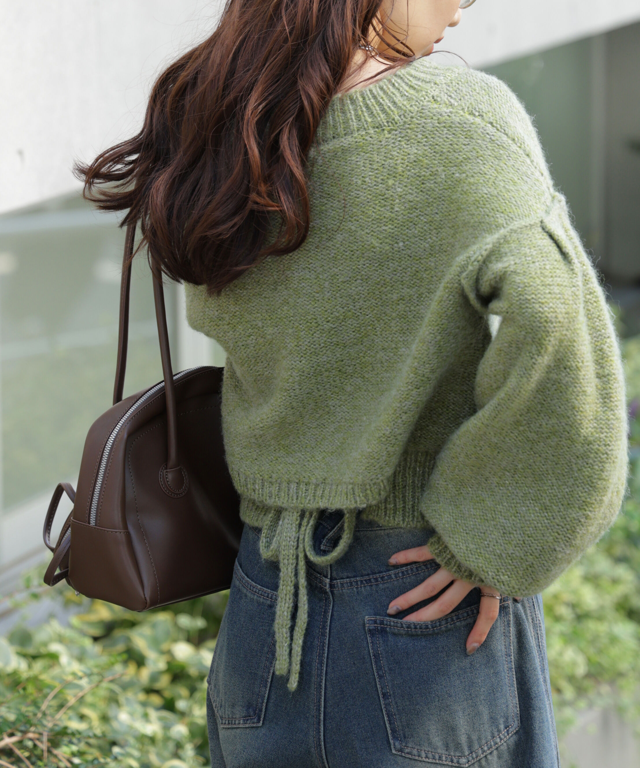  「バックリボンショート丈ニット」|ニット・セーター|