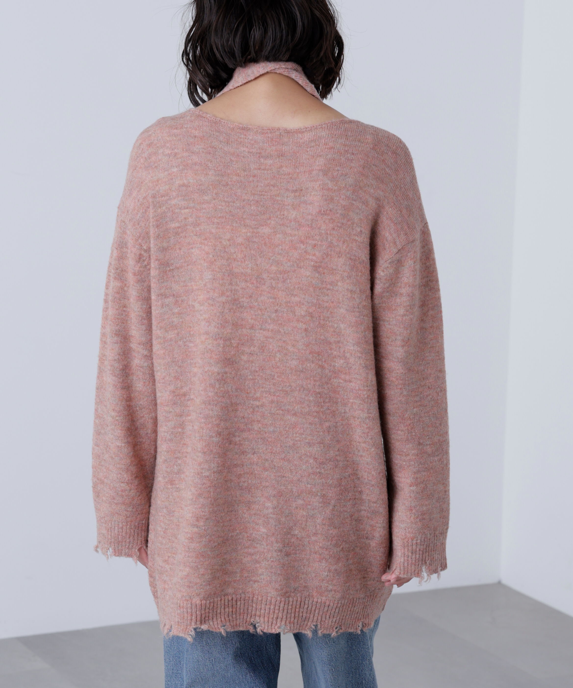  「モヘヤ混タイ付きルーズミニワンピース」|ワンピース|