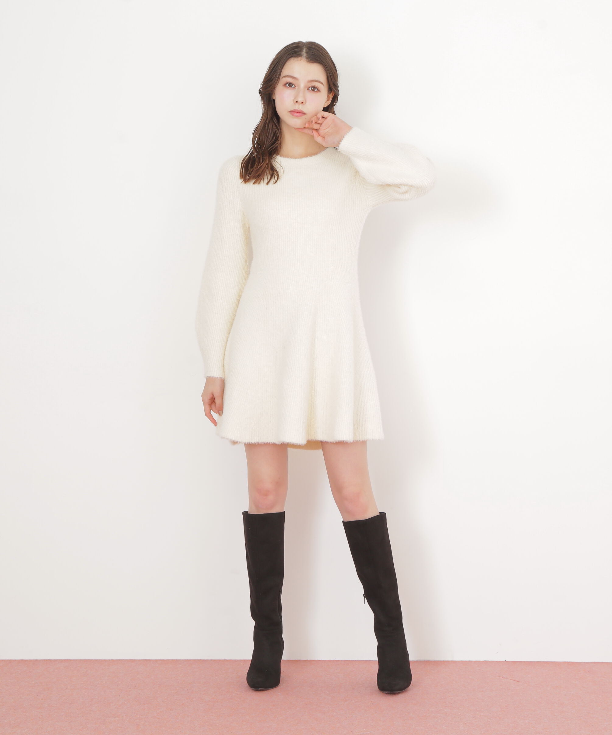  「シャギーミニニットワンピース」|ワンピース|