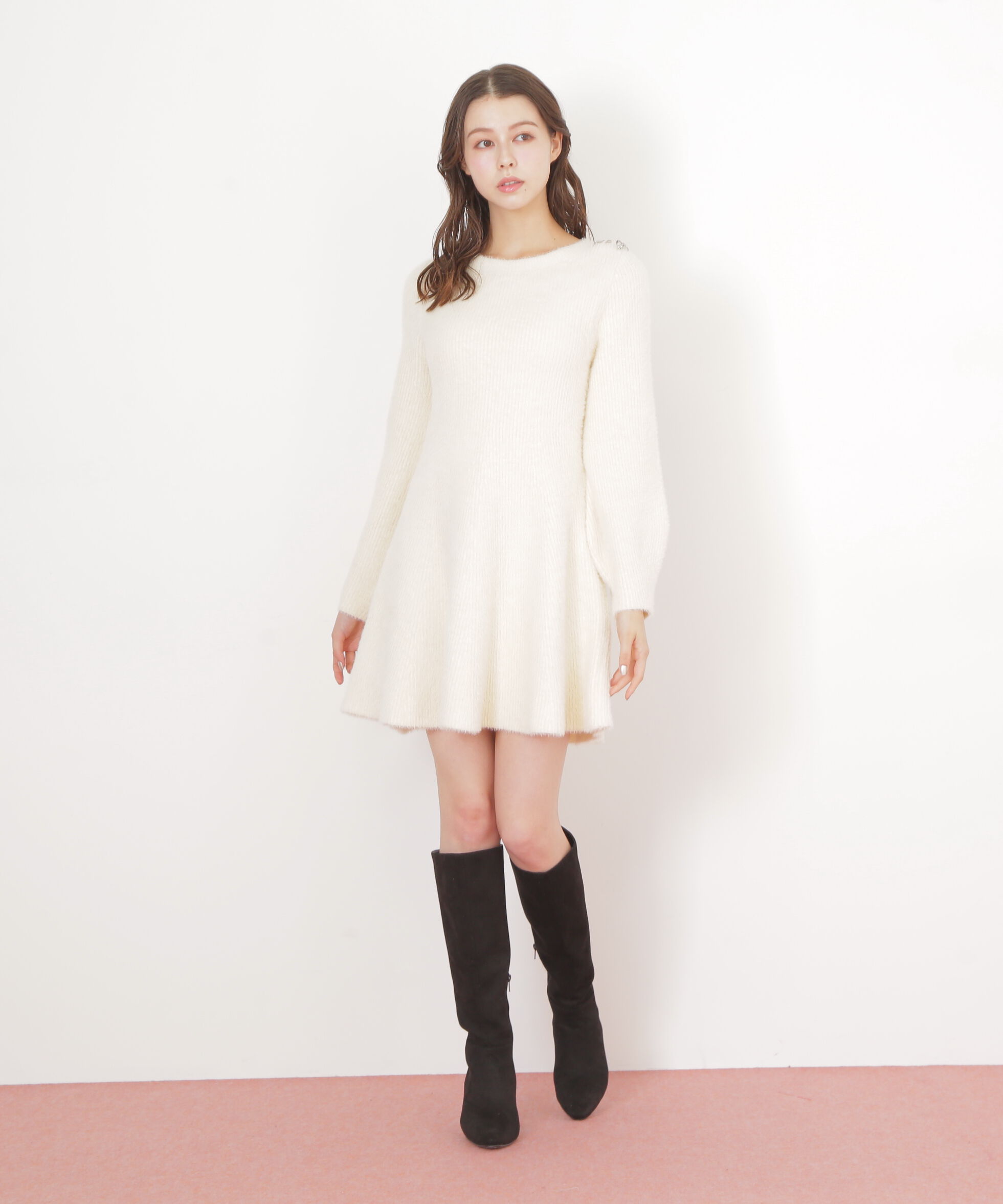  「シャギーミニニットワンピース」|ワンピース|