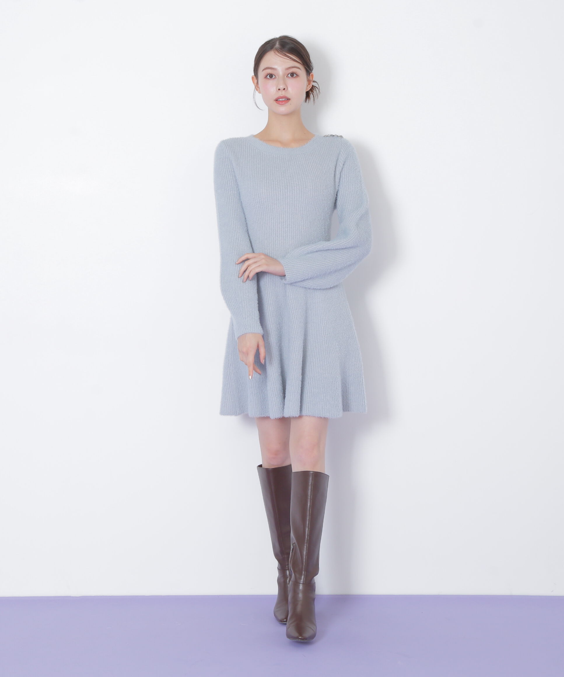  「シャギーミニニットワンピース」|ワンピース|