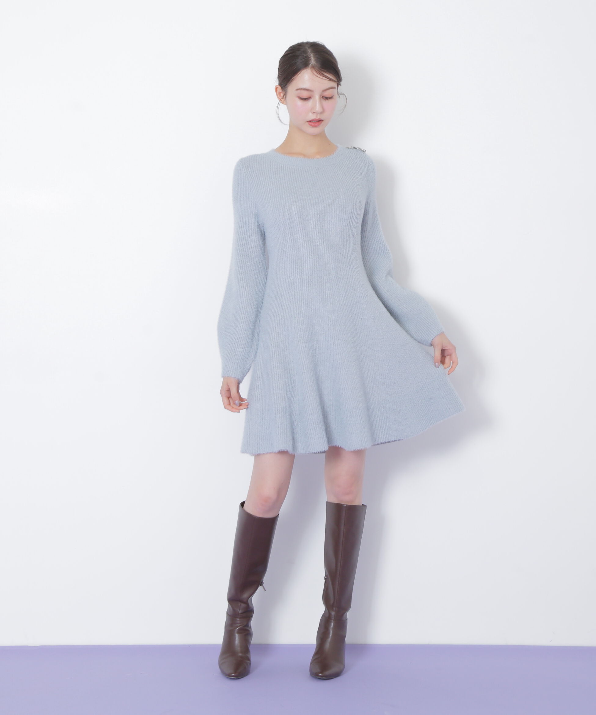  「シャギーミニニットワンピース」|ワンピース|