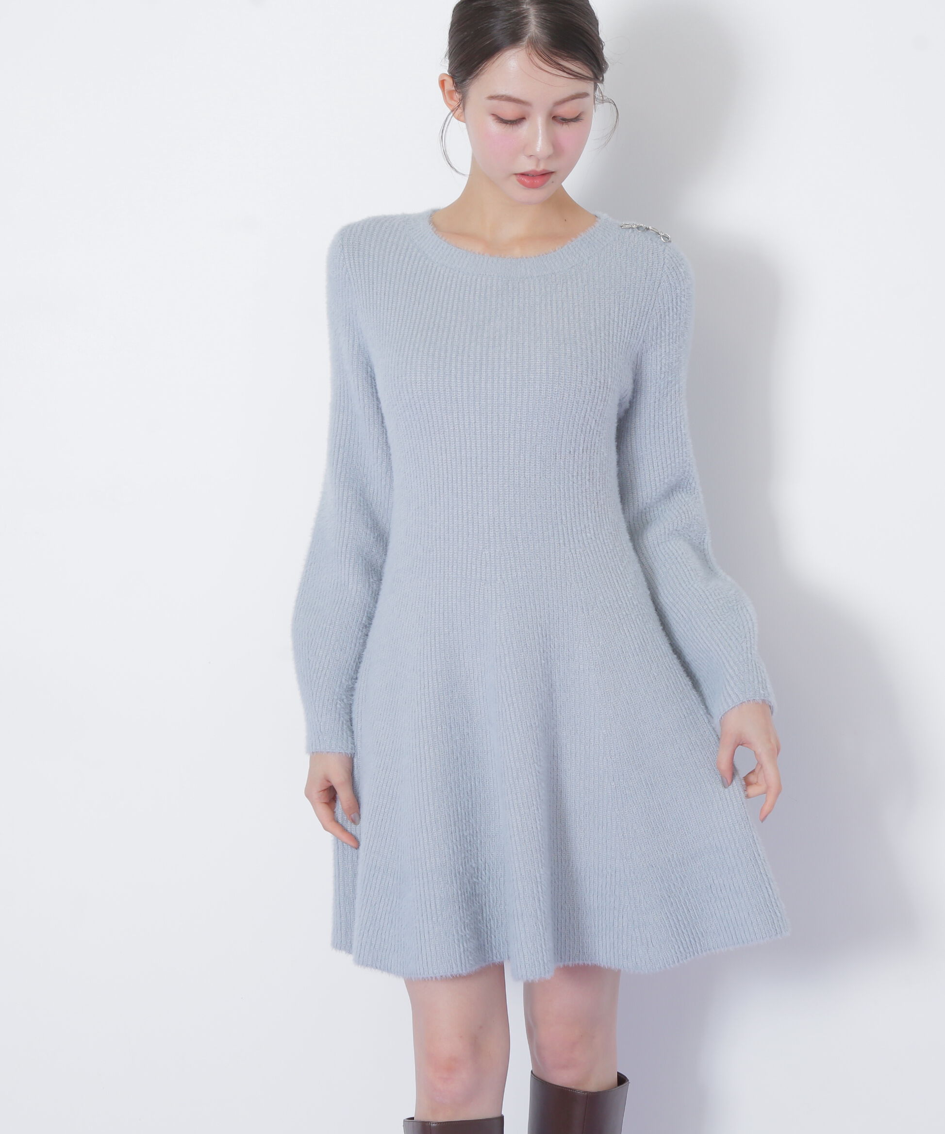  「シャギーミニニットワンピース」|ワンピース|