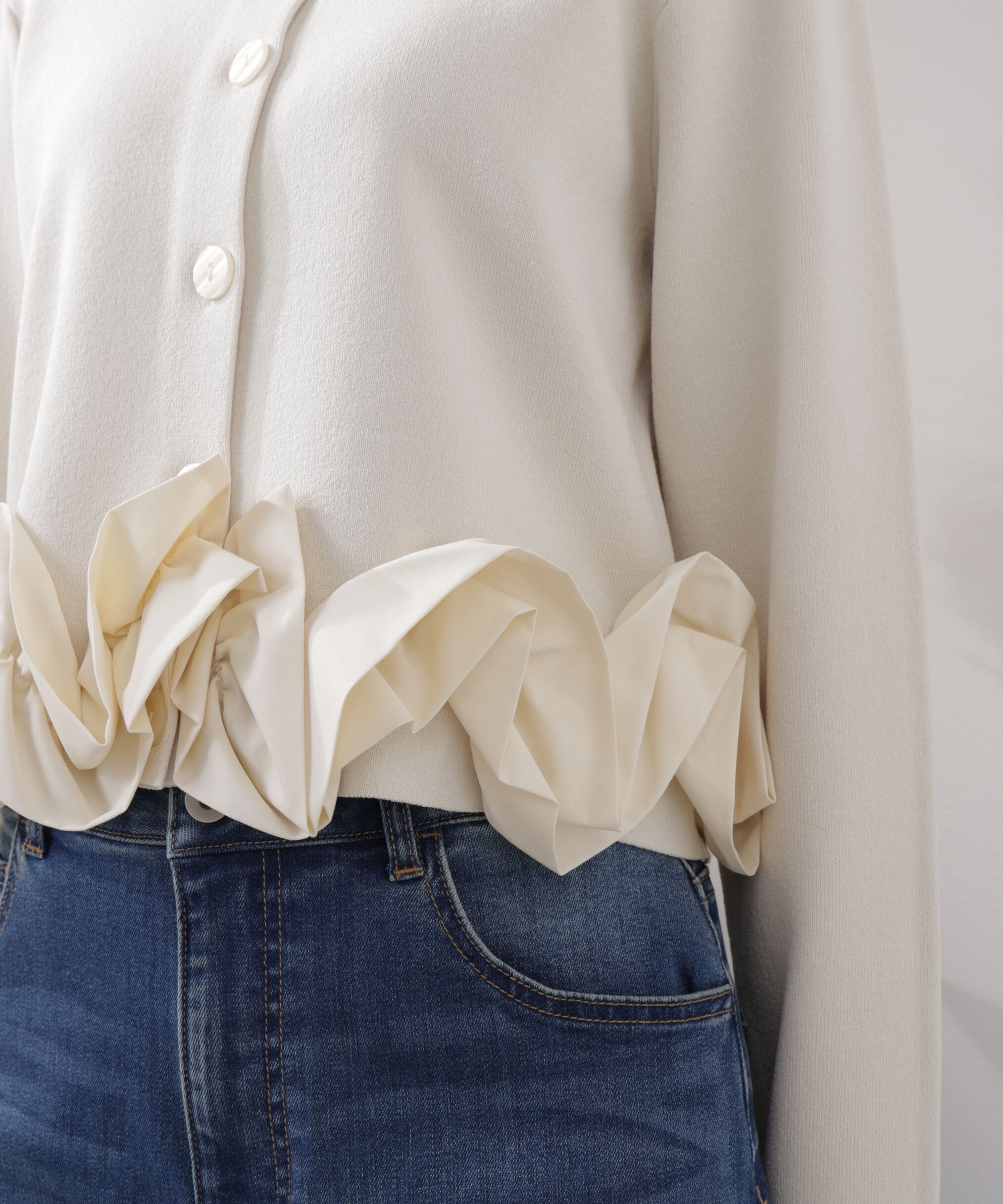 PROPORTION BODY DRESSING「〈a/mie〉ホイップペプラムニット　26SS」|カーディガン|