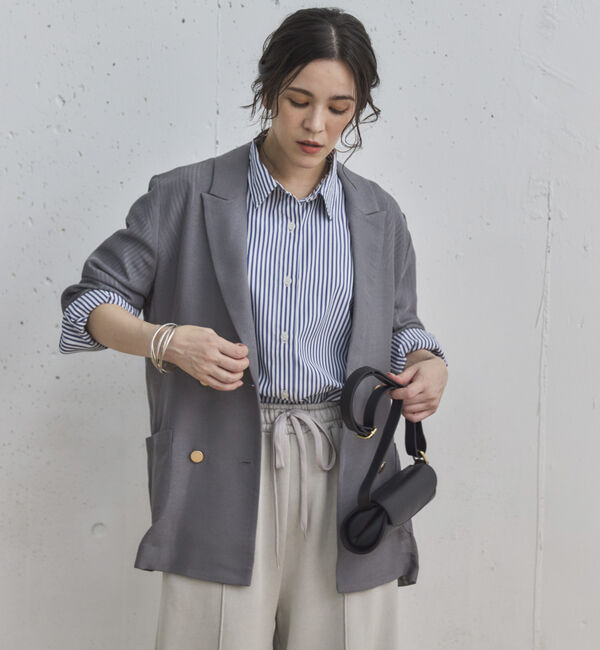 Doux archives「メッシュテーラードダブルジャケット」|テーラードジャケット|GRAY 1