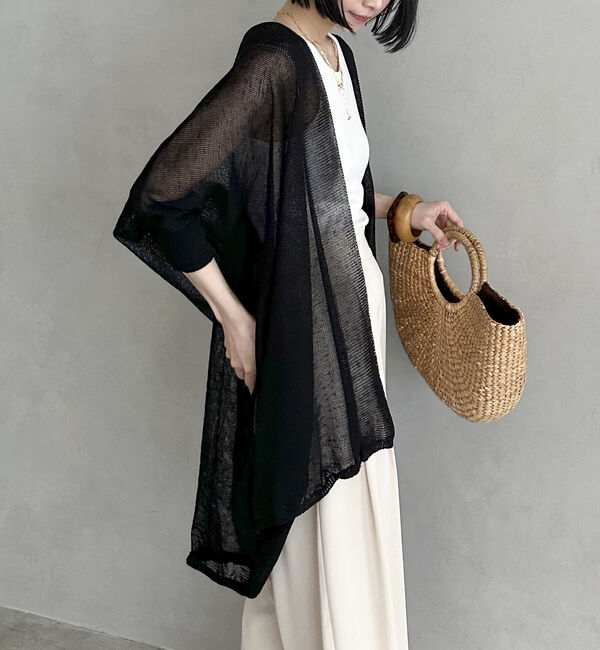 Doux archives「ウォッシャブルコットンオープンメッシュカーディガン」|カーディガン|