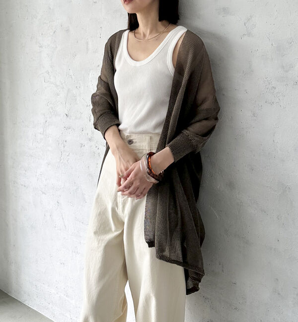 Doux archives「ウォッシャブルコットンオープンメッシュカーディガン」|カーディガン|