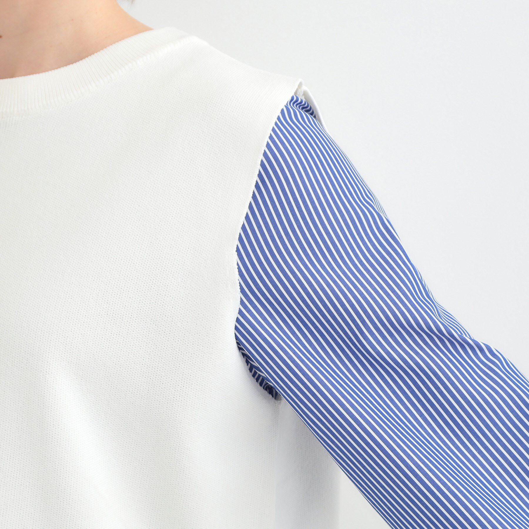 SHOO･LA･RUE「【2点セット/S-LL/洗濯機可】軽くてきれい見え ニットベスト＋ブラウス」|ニット・セーター|