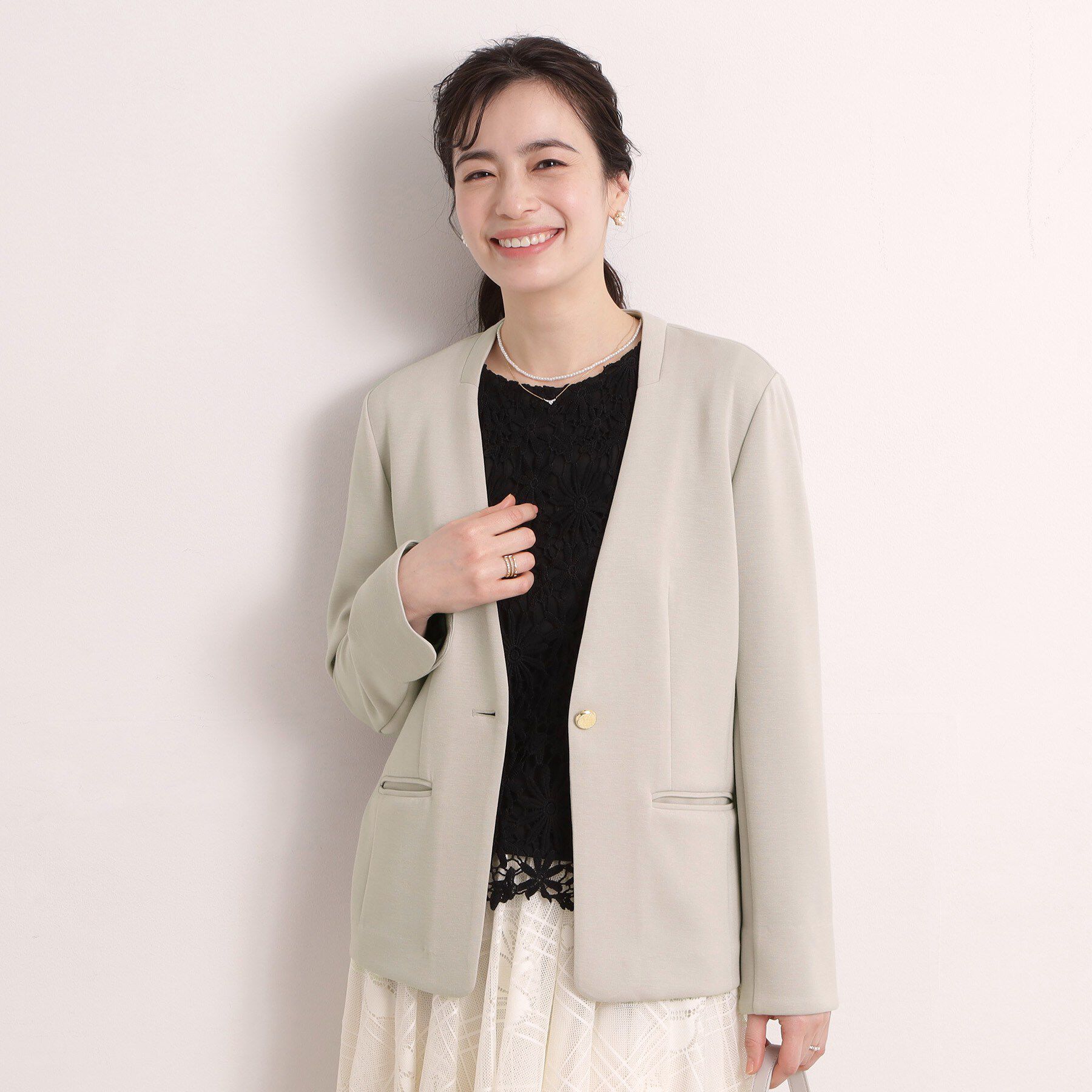 ITS&rsquo;DEMO「【入卒／洗濯機OK／セットアップ可】ダンボールノーカラージャケット」|ノーカラージャケット|グレージュ(050)