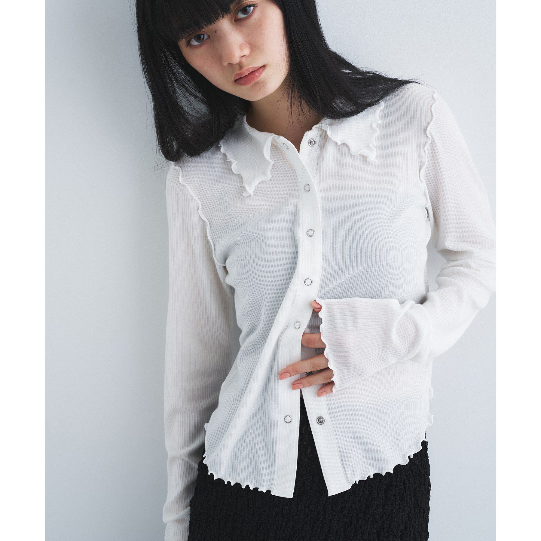 CODE A「edge－fit ribbed cardigan」|カーディガン|