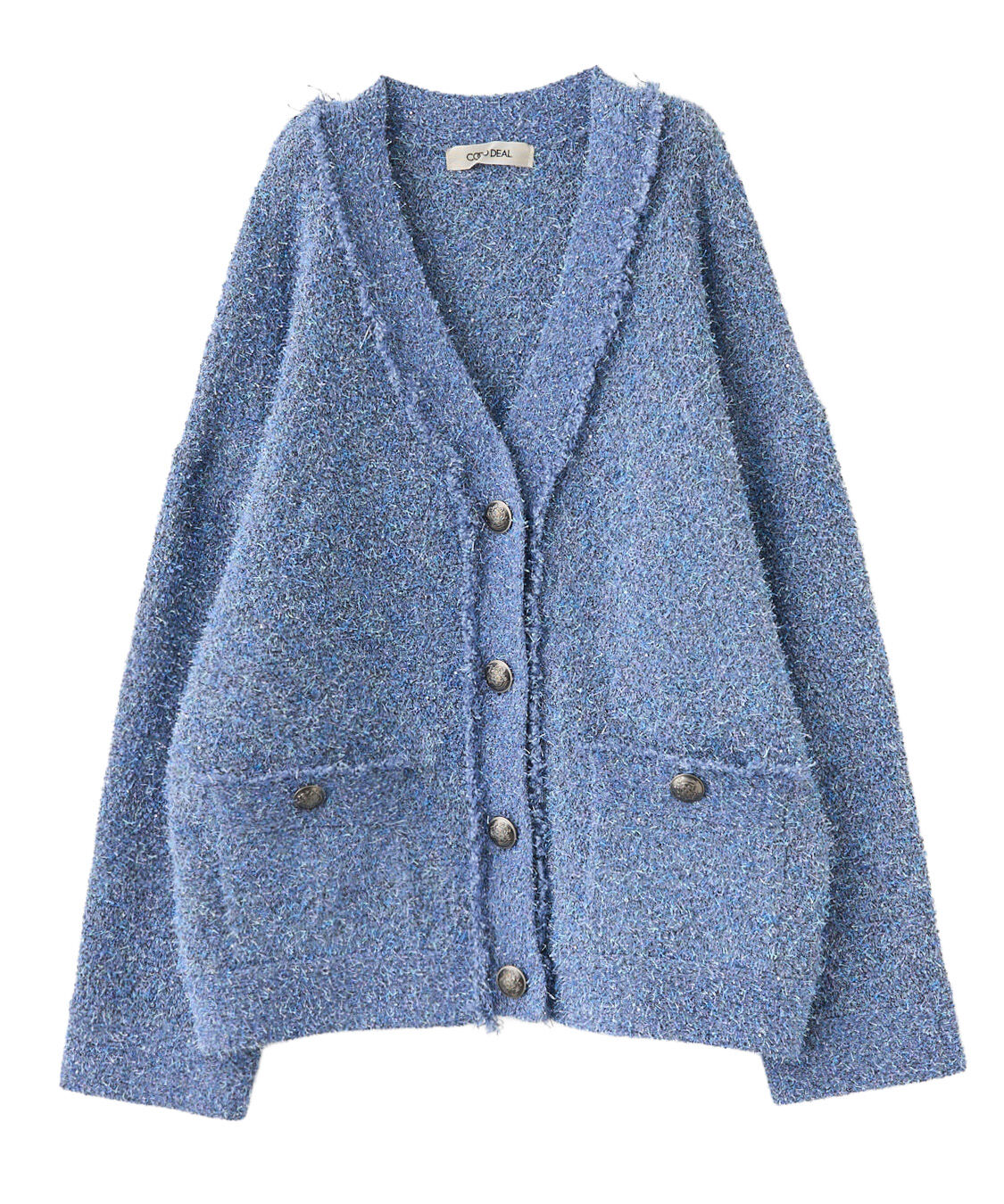 COCO DEAL「ツイーディーニットカーディガン」|ニット・セーター|ブルー