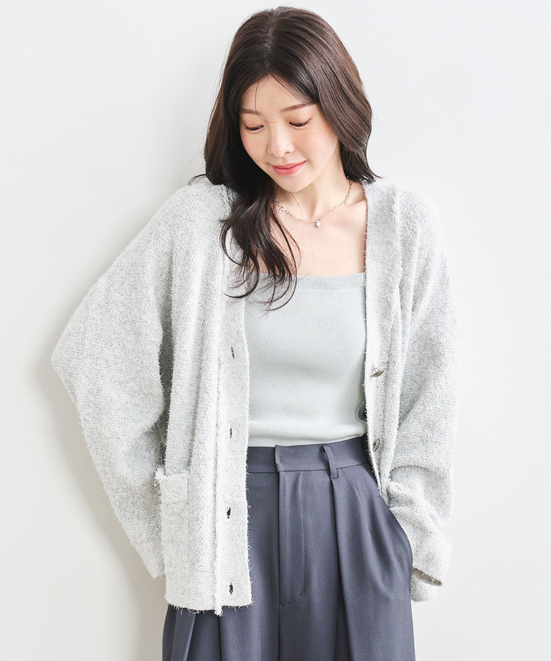 COCO DEAL「ツイーディーニットカーディガン」|ニット・セーター|