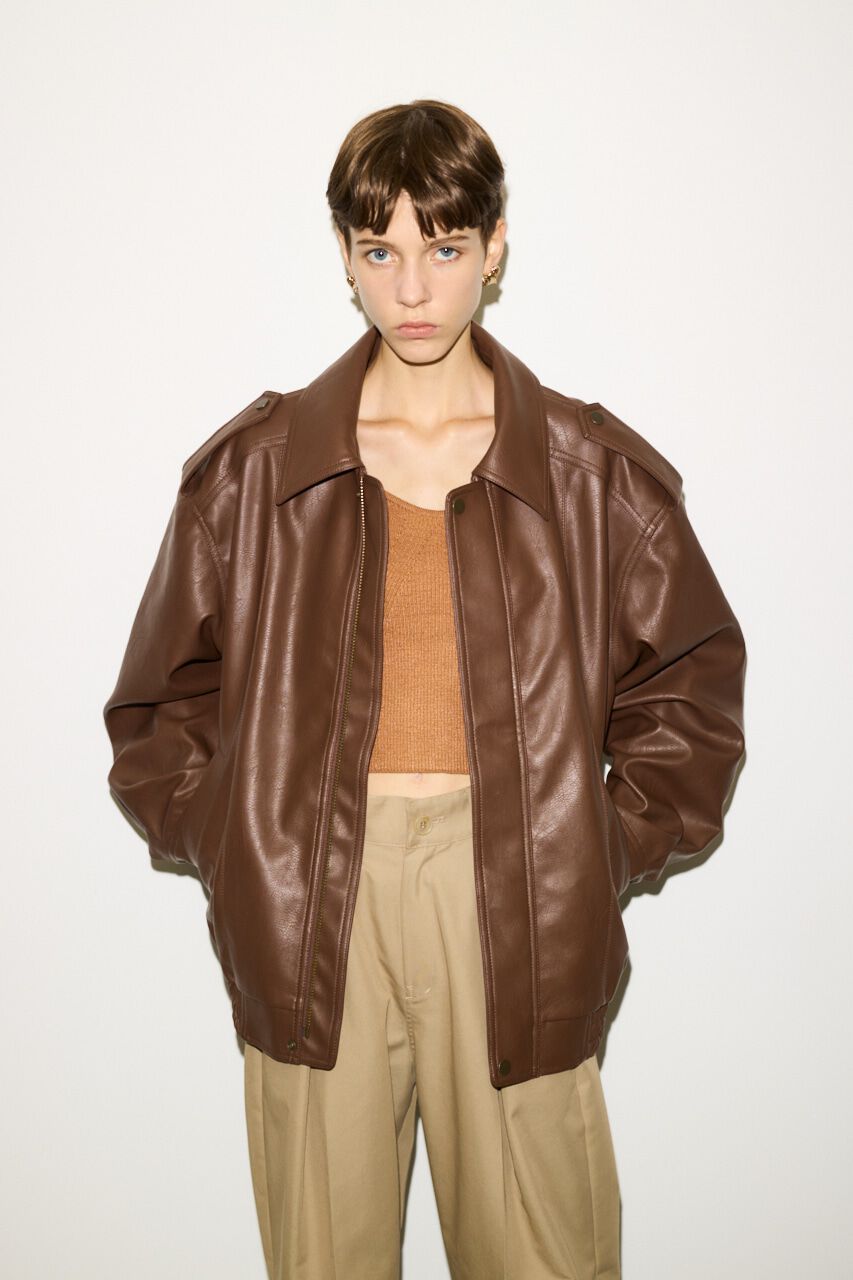 SLY「PAD IN F／LEATHER ジャケット」|その他|BRN
