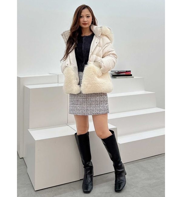 MERCURYDUO「ミニシャギーロングスリーブニットカーディガン」|カーディガン|