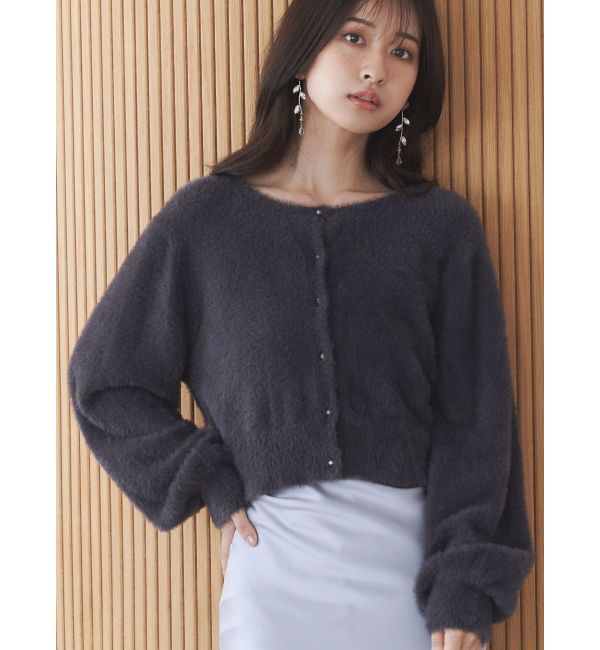 MERCURYDUO「ミニシャギークルーネックカーディガン」|カーディガン|