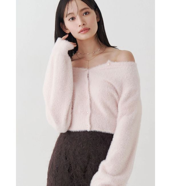 MERCURYDUO「ミニシャギークルーネックカーディガン」|カーディガン|