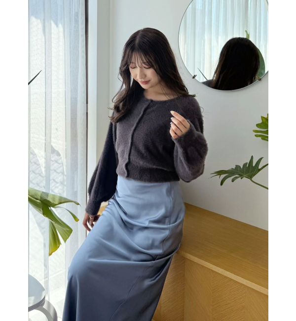 MERCURYDUO「ミニシャギークルーネックカーディガン」|カーディガン|