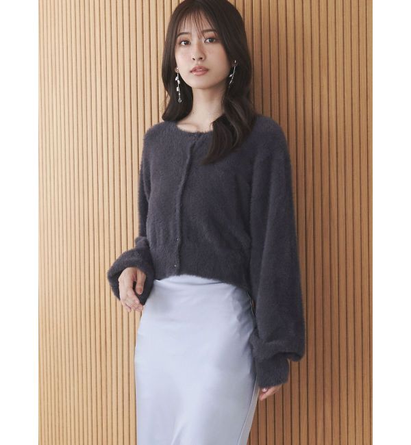 MERCURYDUO「ミニシャギークルーネックカーディガン」|カーディガン|
