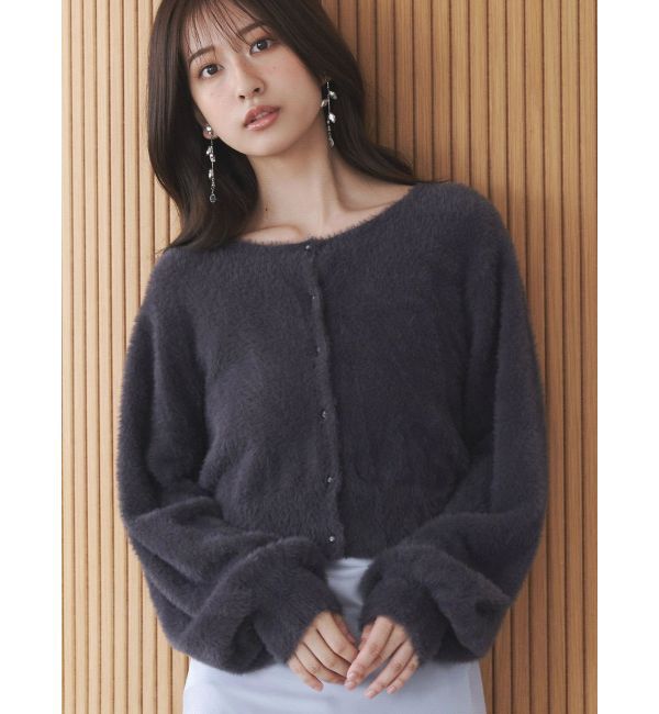 MERCURYDUO「ミニシャギークルーネックカーディガン」|カーディガン|
