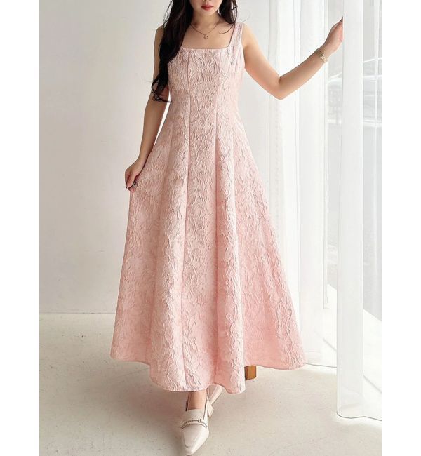 MERCURYDUO「ジャカードフィットアンドフレアジャンスカ」|ワンピース|ピンク