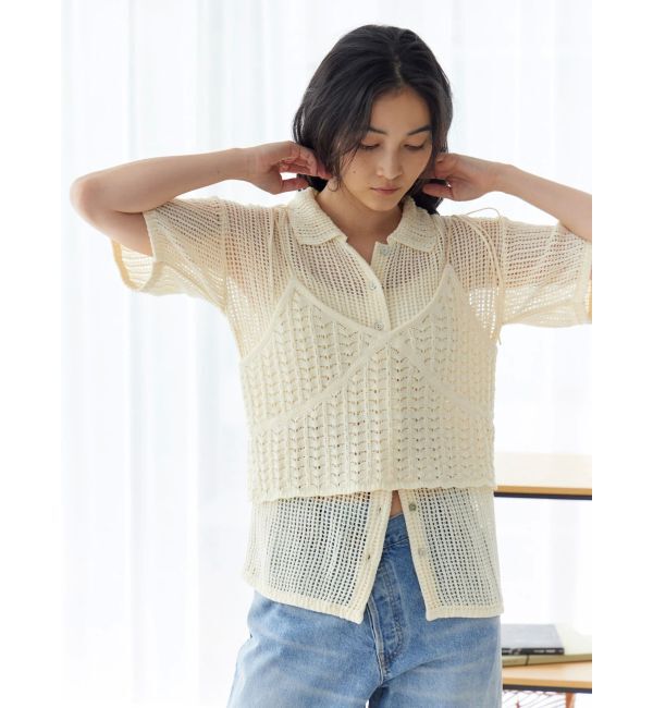 Ungrid「透かし編みキャミレイヤードニットカーデ」|カーディガン|