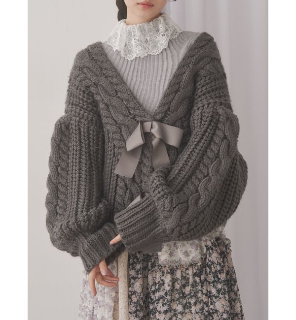 merry jenny「ribbon ribbon カーデイガン」|カーディガン|グレー