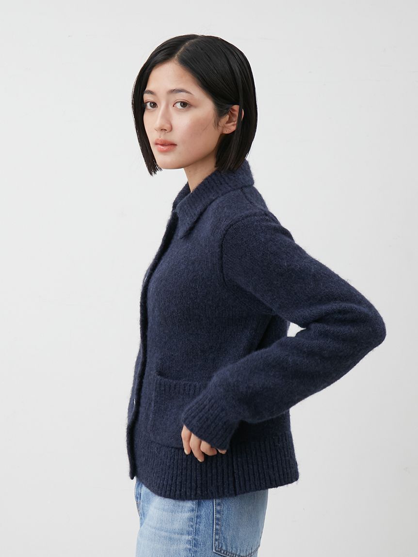 Mila Owen「ビジューボタンシャギーポロニットカーディガン」|カーディガン|