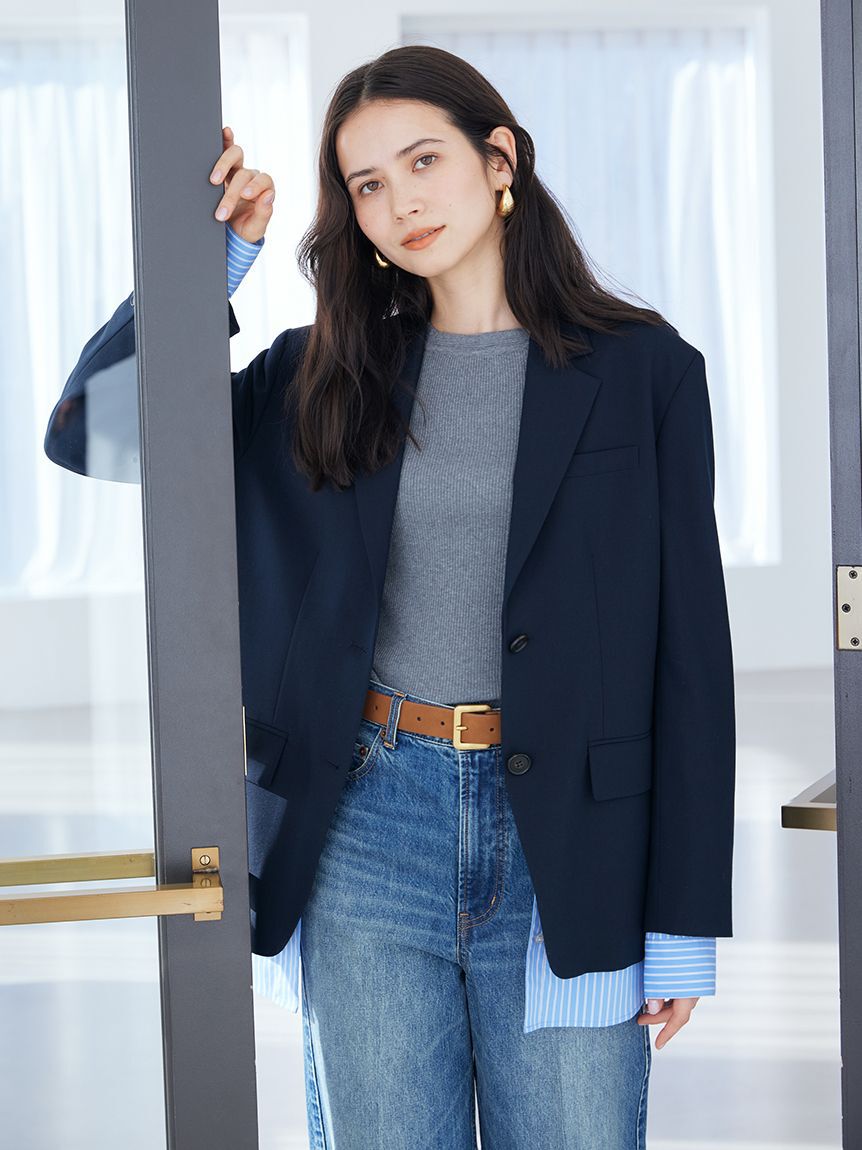 Mila Owen「シャツレイヤードジャケット」|テーラードジャケット|NVY