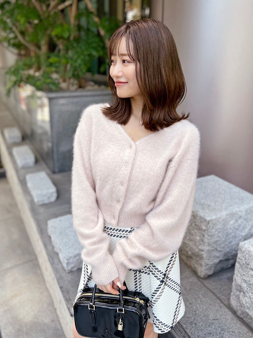 SNIDEL「フォックスファーショートカーディガン」|カーディガン|