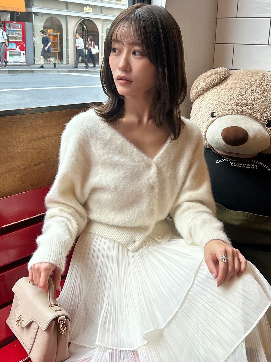 SNIDEL「フォックスファーショートカーディガン」|カーディガン|