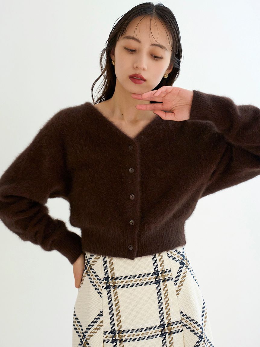 SNIDEL「フォックスファーショートカーディガン」|カーディガン|