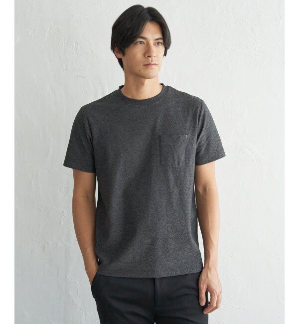 ikka「冷感DRYメランジ梨地Tシャツ」|Tシャツ・カットソー|ブラック