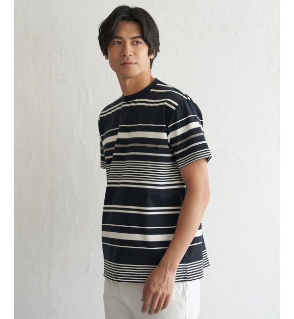 ikka「冷感DRYポンチボーダーTシャツ」|Tシャツ・カットソー|