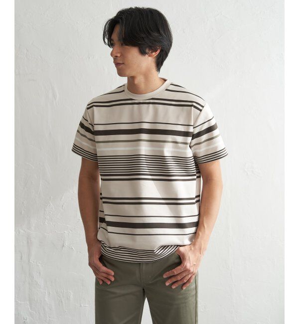 ikka「冷感DRYポンチボーダーTシャツ」|Tシャツ・カットソー|