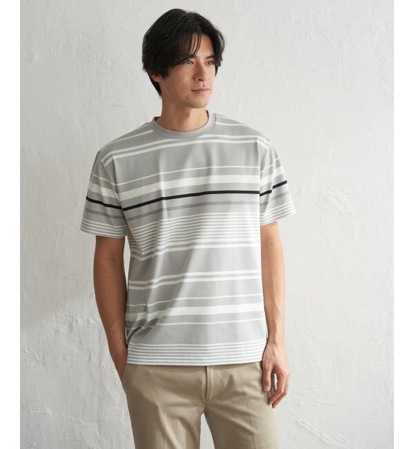 ikka「冷感DRYポンチボーダーTシャツ」|Tシャツ・カットソー|