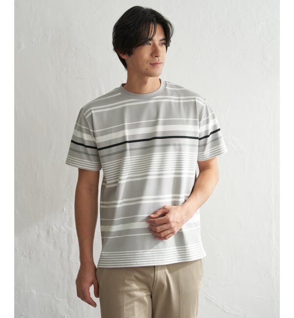 ikka「冷感DRYポンチボーダーTシャツ」|Tシャツ・カットソー|