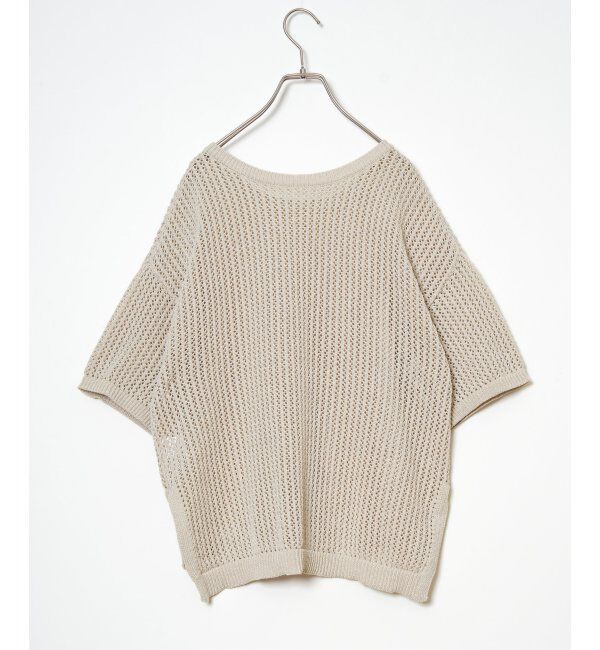 Lbc with Life「透かし柄ラインメッシュニット」|カーディガン|